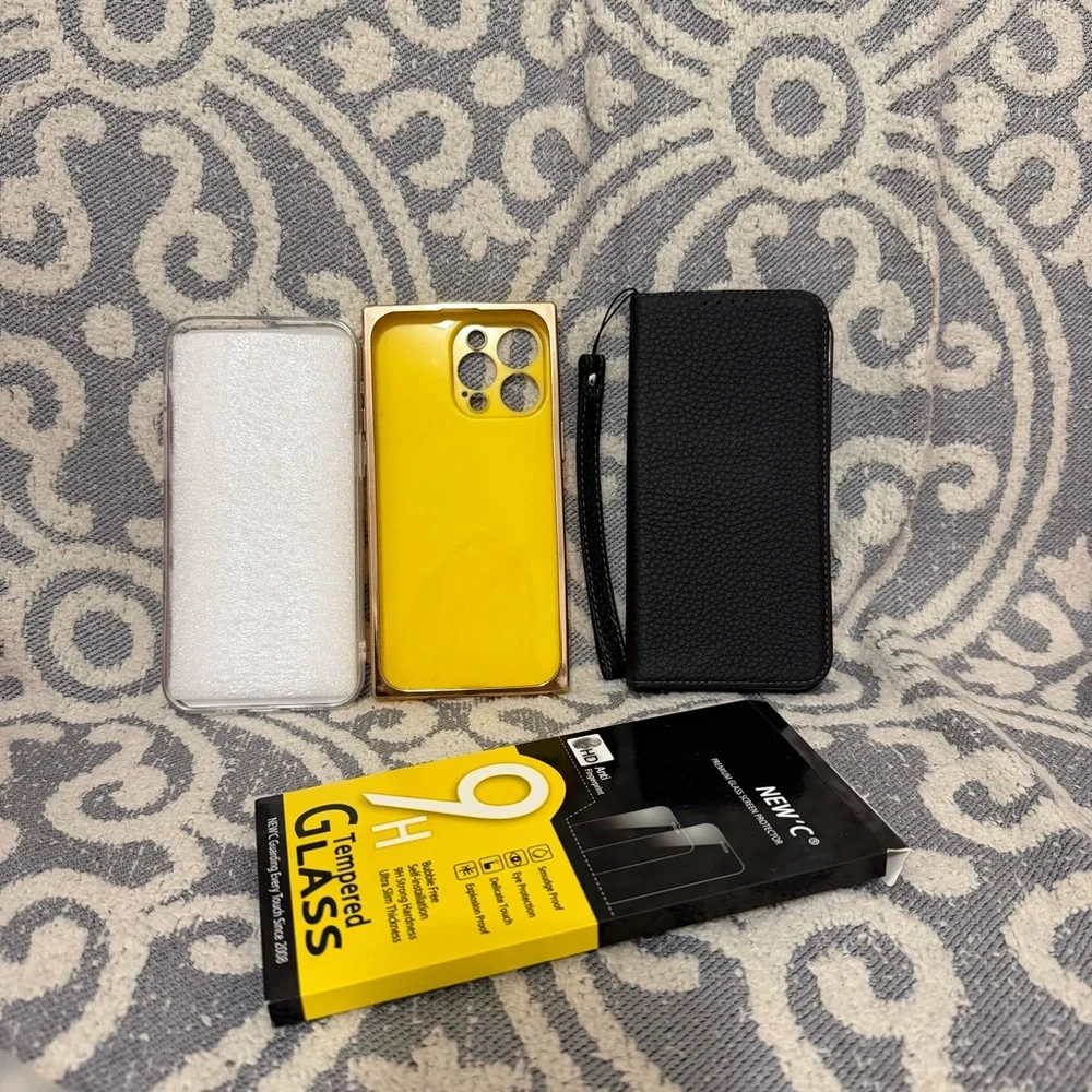 Apple iPhone 15 Pro Max Case Lot Of 3 With 4 Tempered Glasses